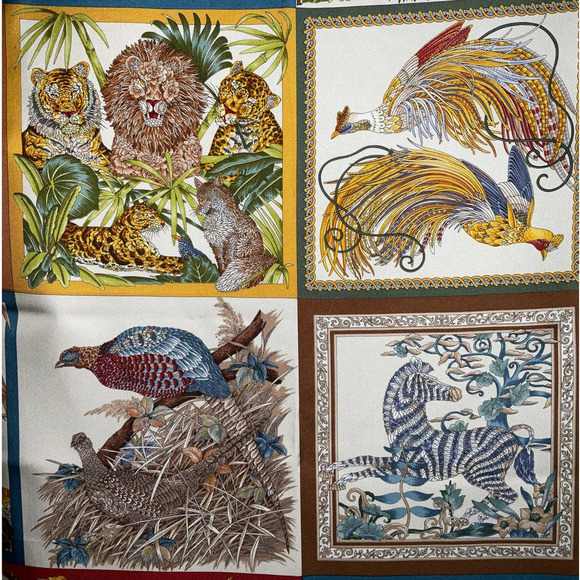 Salvatore Ferragamo 100% Silk Jungle Animals Print Scarf NWT - Picture 9 of 16